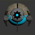 Futuristic Game Movie Character with Silver Mechanical Body Blue Glowing Parts and Shell Structure