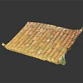 Realistic Terracotta Roof Model With Red Clay Tiles And Overlapping Structure