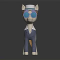 Cute Little Pony Wearing White Hat Blue Glasses And Blue Outfit Standing On Black Surface