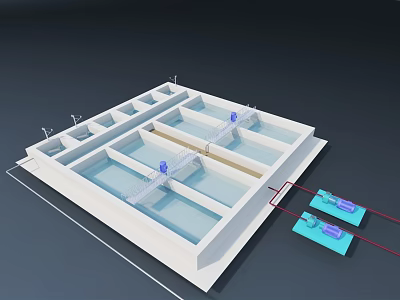 Industrial Water Treatment Equipment With Multiple Tanks And Connected Pipes Setup 3d model