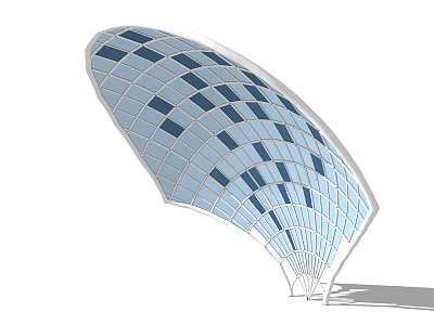 Modern Curved Pergola Design With Grid Roof And Transparent Panels White Frame 3d model
