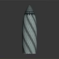 Cartoon Style Scene Featuring 3D Spire with Diamond Grid Pattern and Blue Shiny Surface 3d model