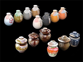 Chinese Jar Pickle Jar Wine Jar Wine Barrel Jar Bottle 3d model