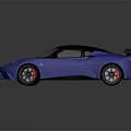 Blue Sports Car Featuring Black Roof Rear Spoiler Sleek Design And Shiny Wheels