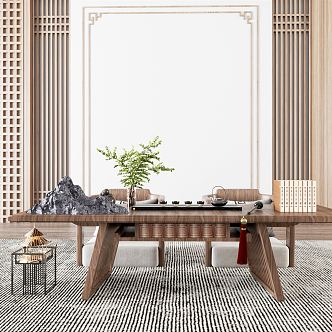 New Chinese Tea Table and Chair Tea Table and Chair Combination 3d model