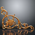 Plant Inspired Golden Decorative Ornament With Intricate Curved Patterns And Reflective Base