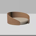 Modern Round Wooden Curved Seat With Light Colored Cushion And Smooth Surface