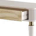 Sleek Modern Dressing Table Featuring White Top Wooden Drawer And Gold Metal Slim Legs