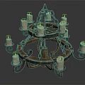 Vintage Metal Chandelier With Multi Tier Design And Candle Shaped Lights