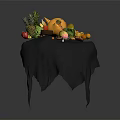 Colorful Assorted Fresh Fruits Display With Pineapple Apple Strawberry Orange And Grape On Black Cloth