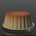 Delicious Creamy Pudding With Pink Topping Smooth Yellow Layer And Transparent Plate