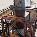 Industrial Equipment Featuring Tall Towers Chimneys Platforms And Support Structures