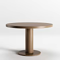 Round Wooden Dining Table with Simple Modern Design and Cylindrical Solid Wood Leg 3d model