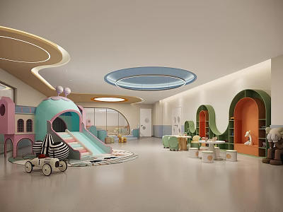 Indoor Playground With Colorful Structures Slides And Toys 3d model