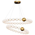 Hanging Chandelier With White Spherical Beads And Gold Multi Layer Design 3d model