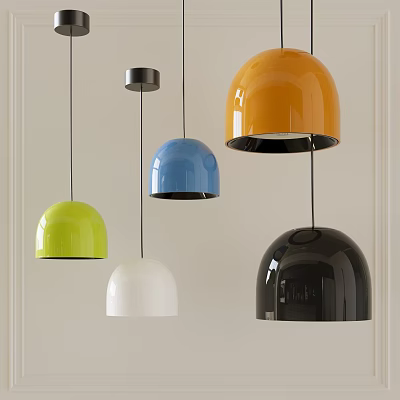 Pendant Lights with Dome Shape in Green White Blue Orange Black Modern Hanging Design 3d model