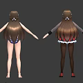 Anime Style Game Movie Character 3D Model in School Uniform and Bikini