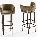 Modern Bar Chair High Stool Fabric Bar Stool 3d model