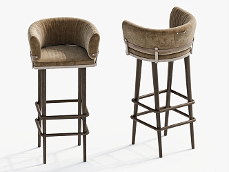 Modern Bar Chair High Stool Fabric Bar Stool 3d model