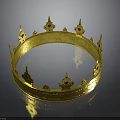 Royal Sculpted Golden Crown Adorned With Red Gemstones And Ornate Design