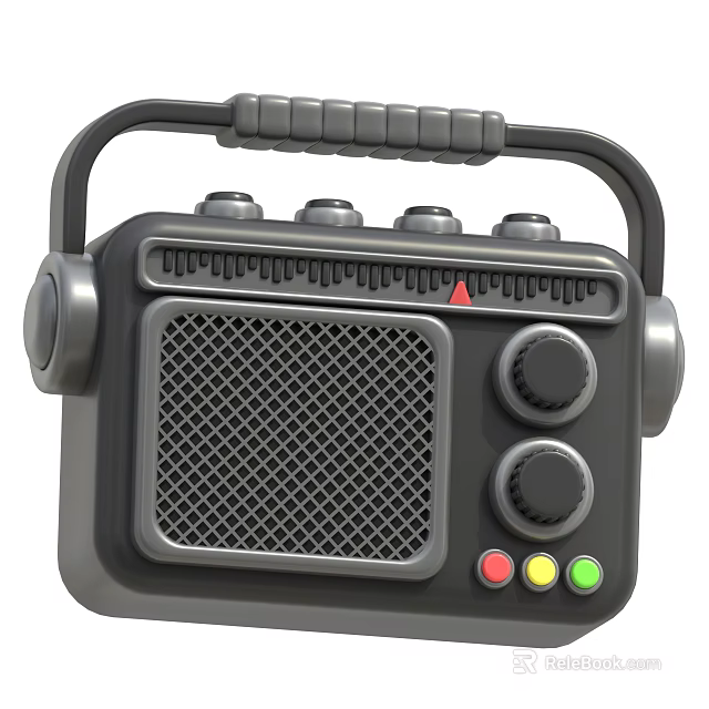 Smart Radio Device With Handle Knobs Buttons And Mesh Front Panel Design 3d model 