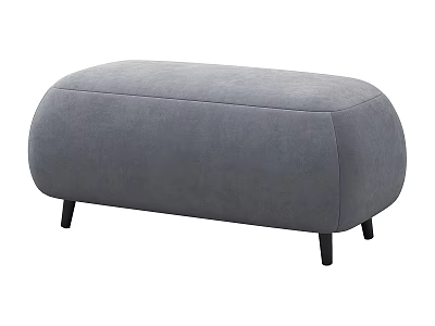 Modern Gray Upholstered Sofa Stool With Curved Design And Black Legs 3d model