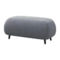Modern Gray Upholstered Sofa Stool With Curved Design And Black Legs