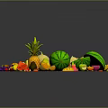 Fresh Assorted Fruits Arranged in Circular Pattern With Vibrant Colors Banana Pineapple Watermelon Orange Grape