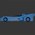 Futuristic Blue Bat Like Wings Car With Shiny Exterior And Red Tinted Windows