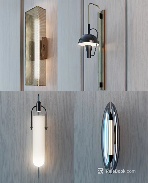 Modern Wall Lamps Minimalist Design With Metal Frame And Glass Shade For Home Decor 3d model 
