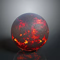 Glowing Lava Sphere With Red Orange Textured Surface On Gray Background