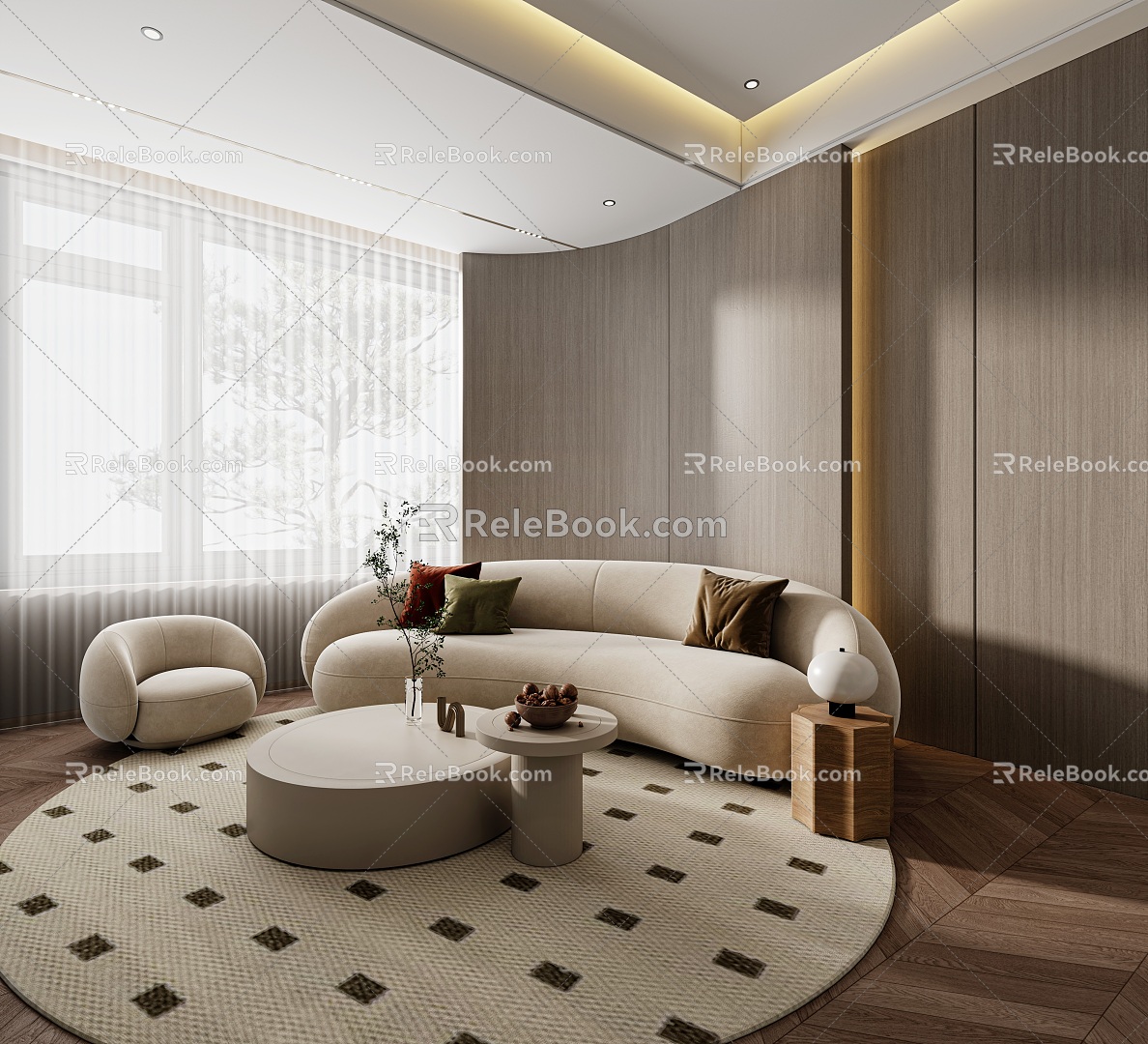 Living room living room sofa background wall model