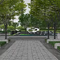 Serene Residential Landscape with Lush Trees Greenery Pathways and Pergola Design