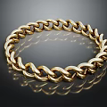 Shiny Golden Chain Link Bracelet With Polished Design On Black Background