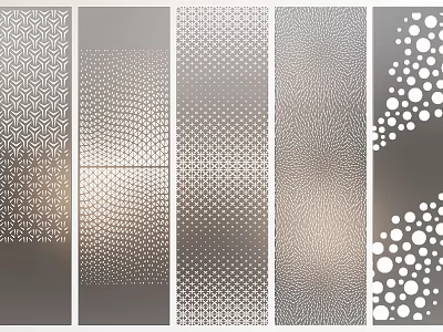 Decorative Metallic Wall Panels With Various Stylish Geometric Patterns And Designs 3d model