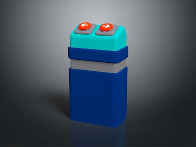 Modern Blue And Green Switch Panel With Red Buttons And Layered Design Structure 3d model