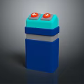 Modern Blue And Green Switch Panel With Red Buttons And Layered Design Structure 3d model