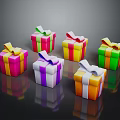 Colorful Decorative Gift Boxes Featuring Ribbon Bows In Various Bright Colors