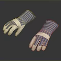 Blue Striped Work Gloves With White Palms And Protective Design 3d model