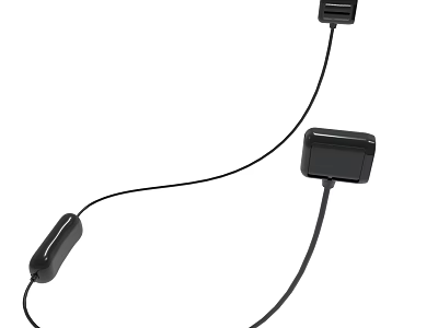 Black Wired Portable Device With Two Connecting Components And Cable 3d model