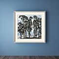 Traditional Chinese Landscape Painting With Pine Tree Mountain And Misty Clouds