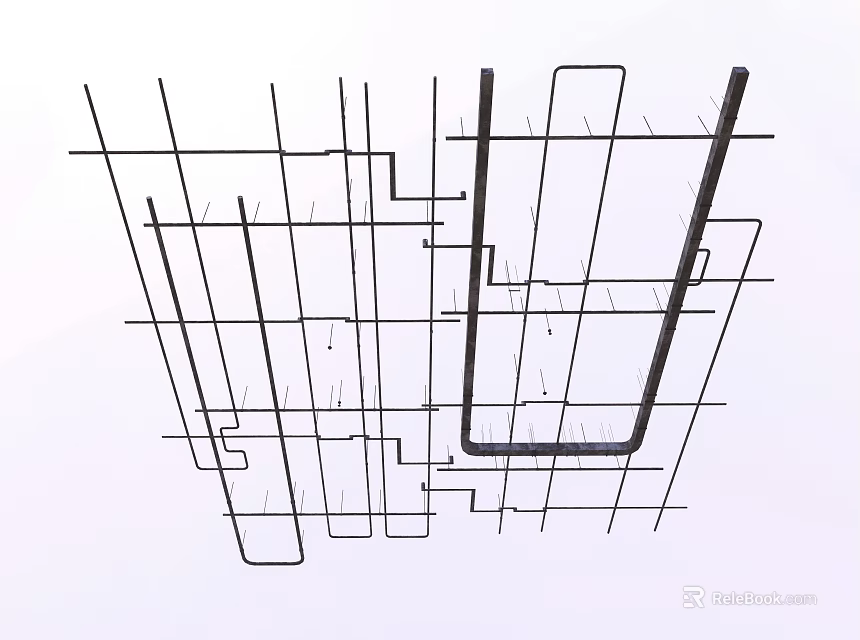 Industrial Piping System Layout Design With Interconnected Structural Framework For Building 3d model 