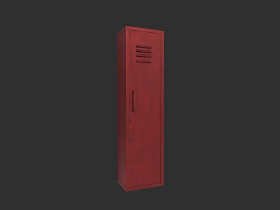 Red Locker With Single Door Design And Ventilation Slots For Storage 3d model