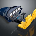 Aircraft Cockpit Interior With Control Panel Yellow Seats And Instrument Panels