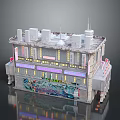 Cyberpunk Style Multi Story Building With Neon Lights And Colorful Graffiti Exterior