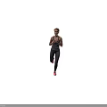 Active Woman Running In Gray Tank Top And Gray Leggings With Pink Sneakers