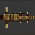 Three Brown And Yellow Rusty Interlocking Gears With Complex Structure