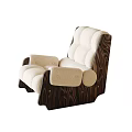 Comfortable Single Sofa with Cream Upholstery Plush Backrest and Dark Wooden Frame