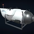 White And Silver Submersible With Metal Frame And Red Top Light
