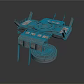Futuristic Sci Fi Platform Structure With Extended Sections Central Dome And Support Pillars